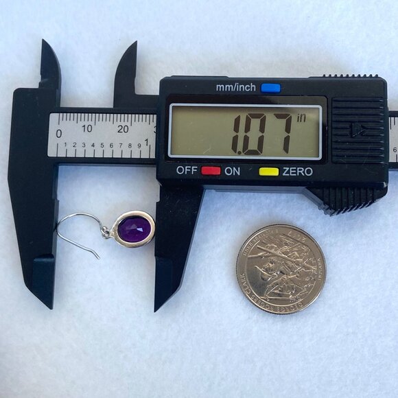 Sterling Silver 925 Faceted Oval Amethyst Dangle Drop Earrings Amethyst Jewelry - Picture 16 of 16